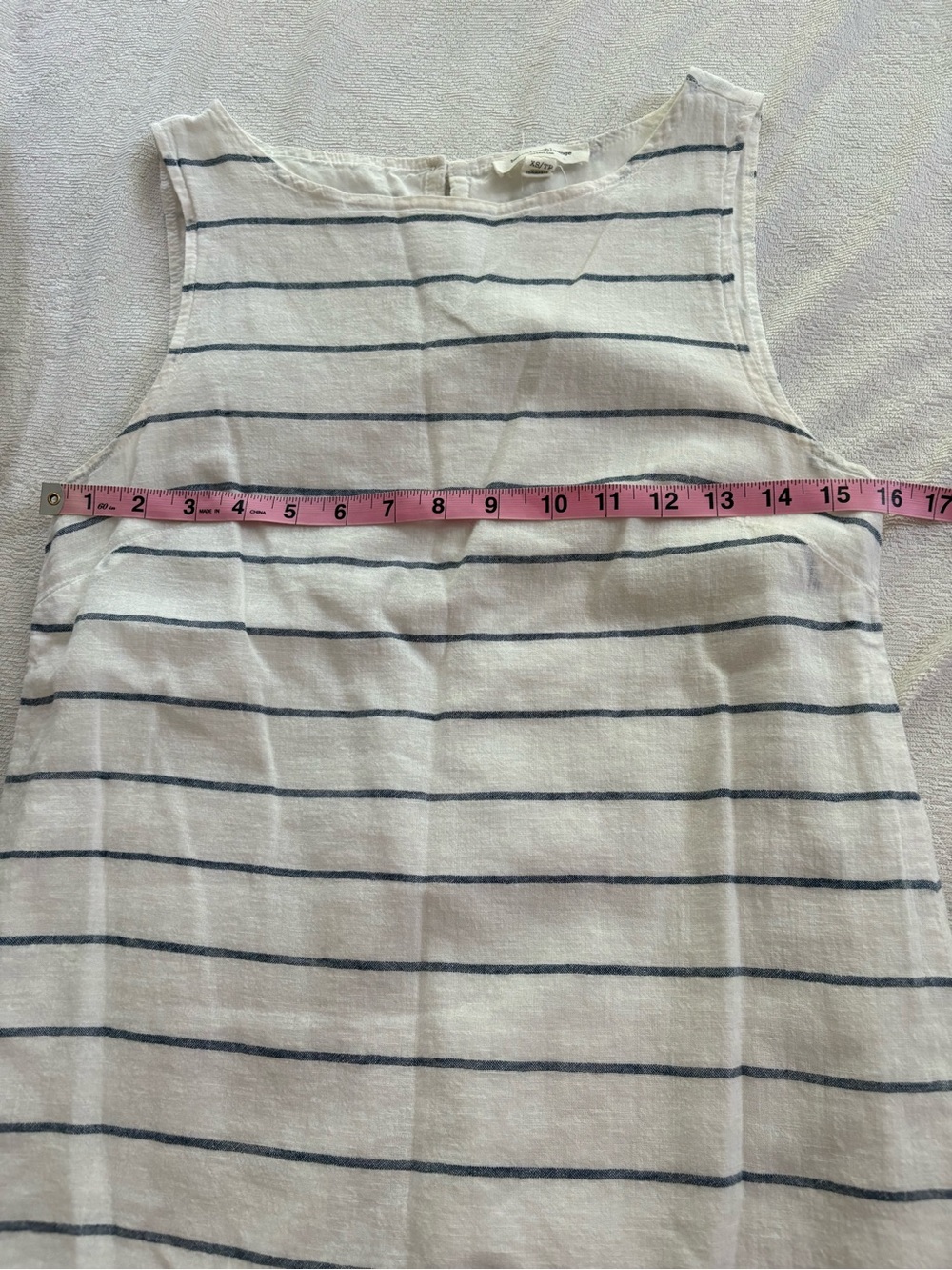 Beachlunchlounge Alina Striped Linen Blend Shift Dress XS Blue White Lined - Picture 8 of 9